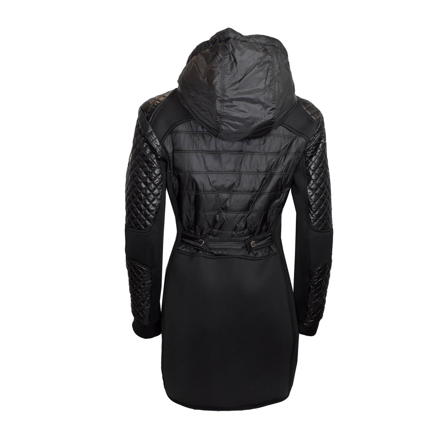 MICHAEL KORS Women's Black Mixed Media Coat Hooded Quilt Jacket Size X Large