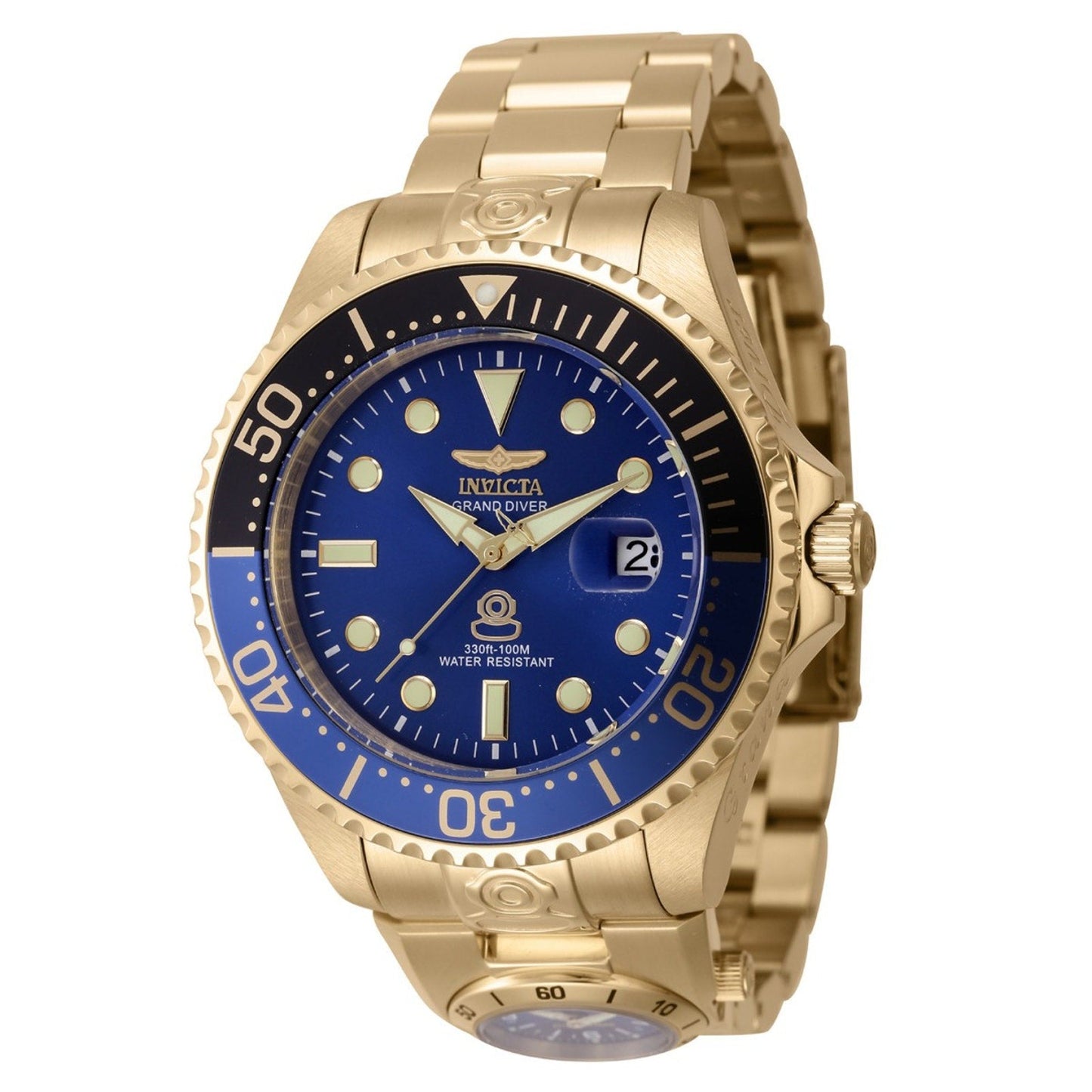 Invicta Men’s Grand Diver 47mm Gold Dual Time Automatic Stainless Watch Invicta