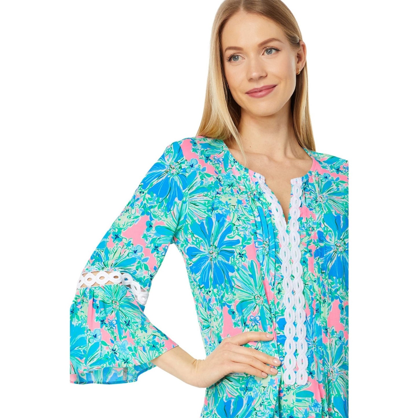 Lilly Pulitzer Women's Soleil Pink Good Hare Day Hollie Tunic Dress Size Small