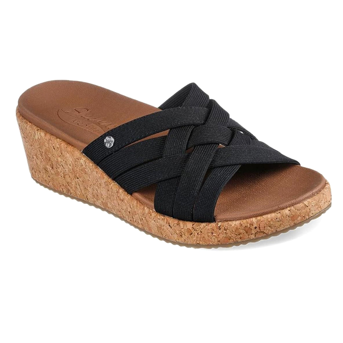 Skechers Arch Fit Beverlee Women’s Cork Wedge Sandals Black Size 10 M