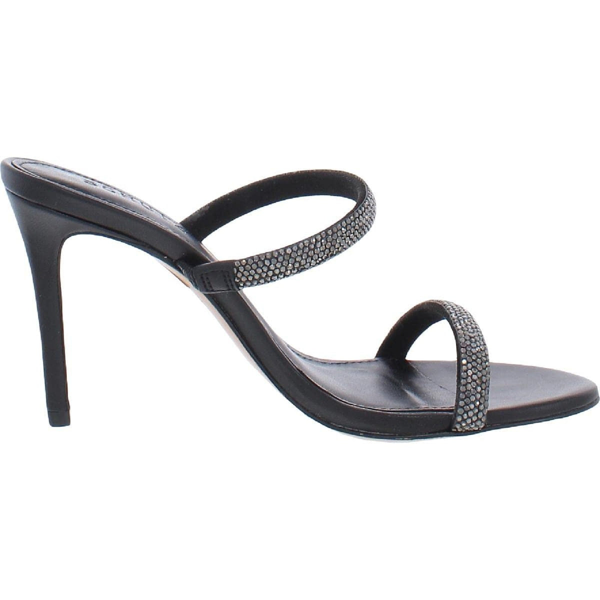 Schutz Taliah Glam Women's Sandals Crystal Black Leather Size 8.5