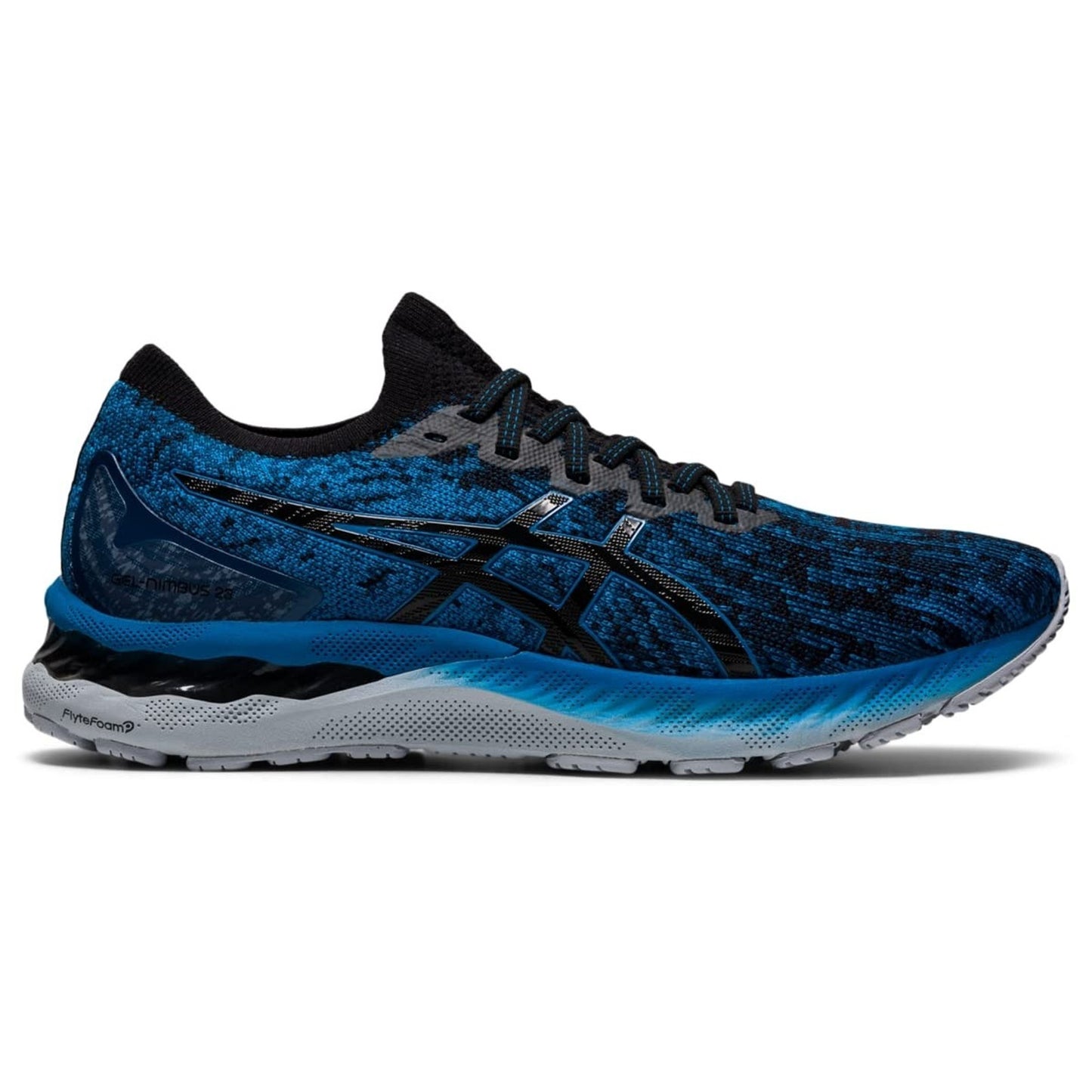 ASICS Men Gel Nimbus 23 Knit Running Shoes Reborn Blue/Black/Knit 9.5 M