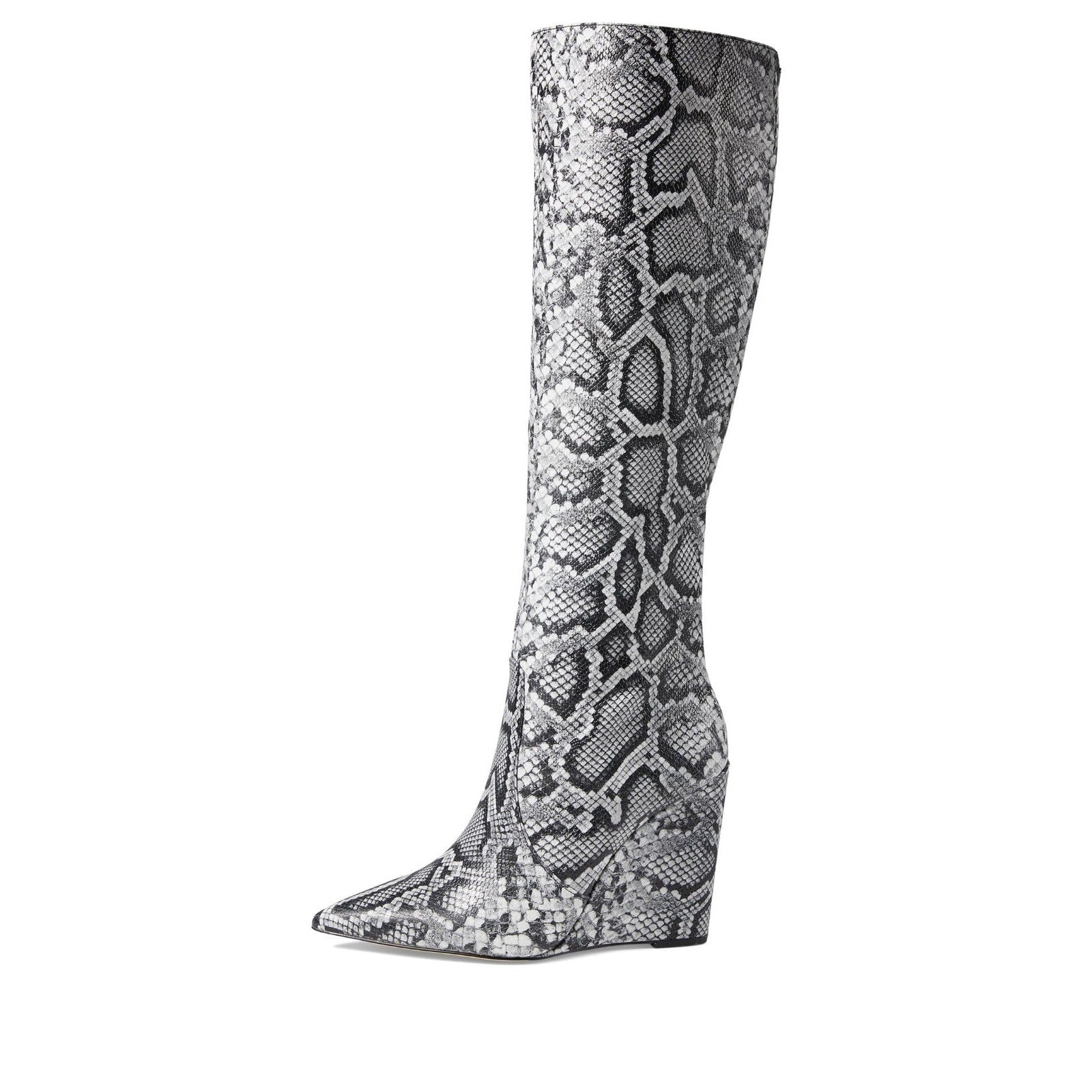 Michael Kors Isra Snake Embossed Leather Wedge Boot Size 8 M Michael Kors