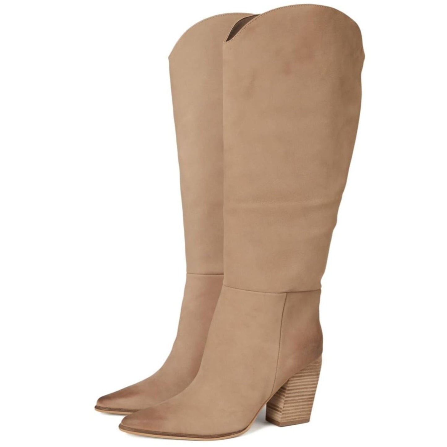 Steve Madden Croft Pointed Toe Knee High Boots Tan Nubuck Size US 8.5 Wide