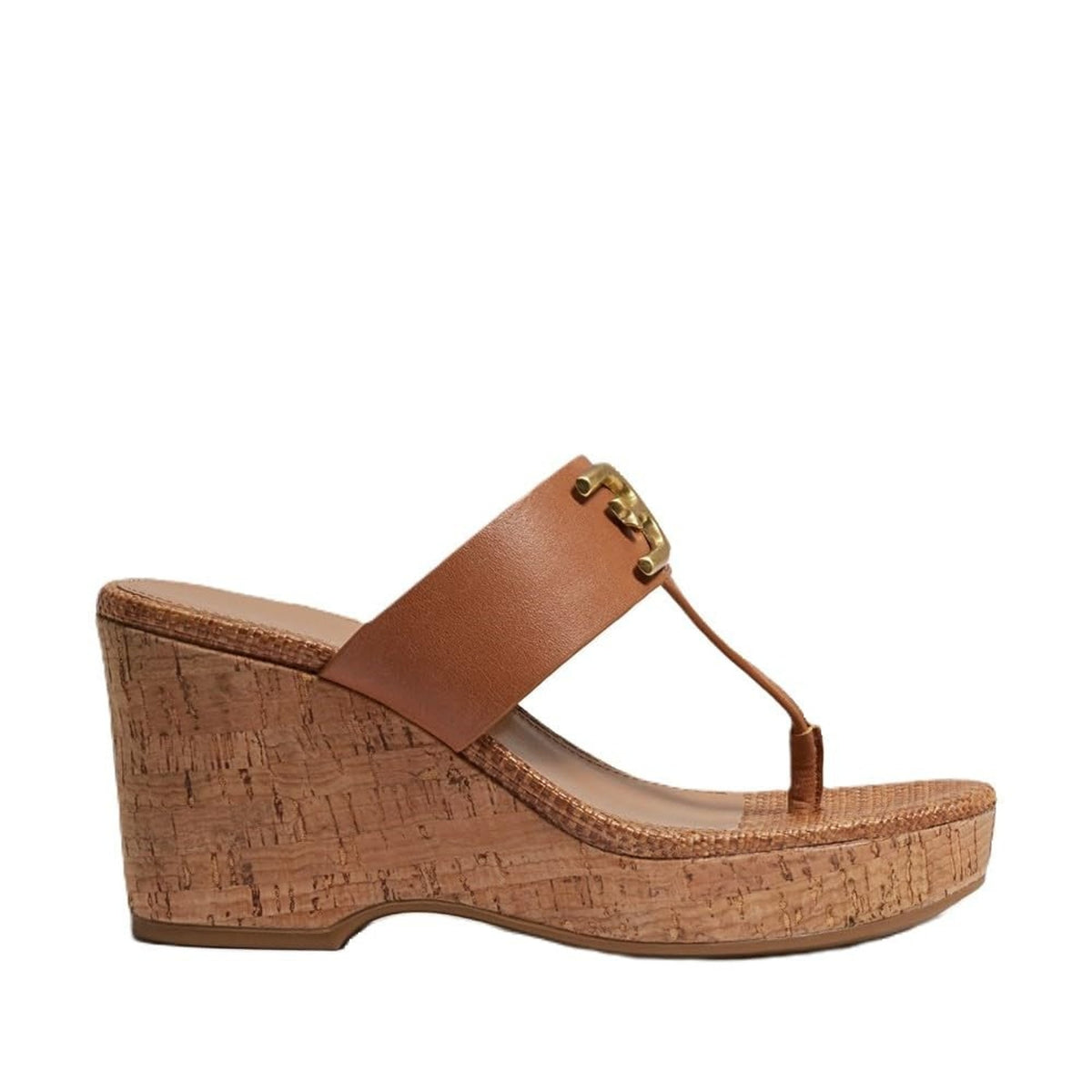 Sam Edelman Yardlie Cuoio Wedge Heel Strap Slip On Sandal Brown Leather 9.5