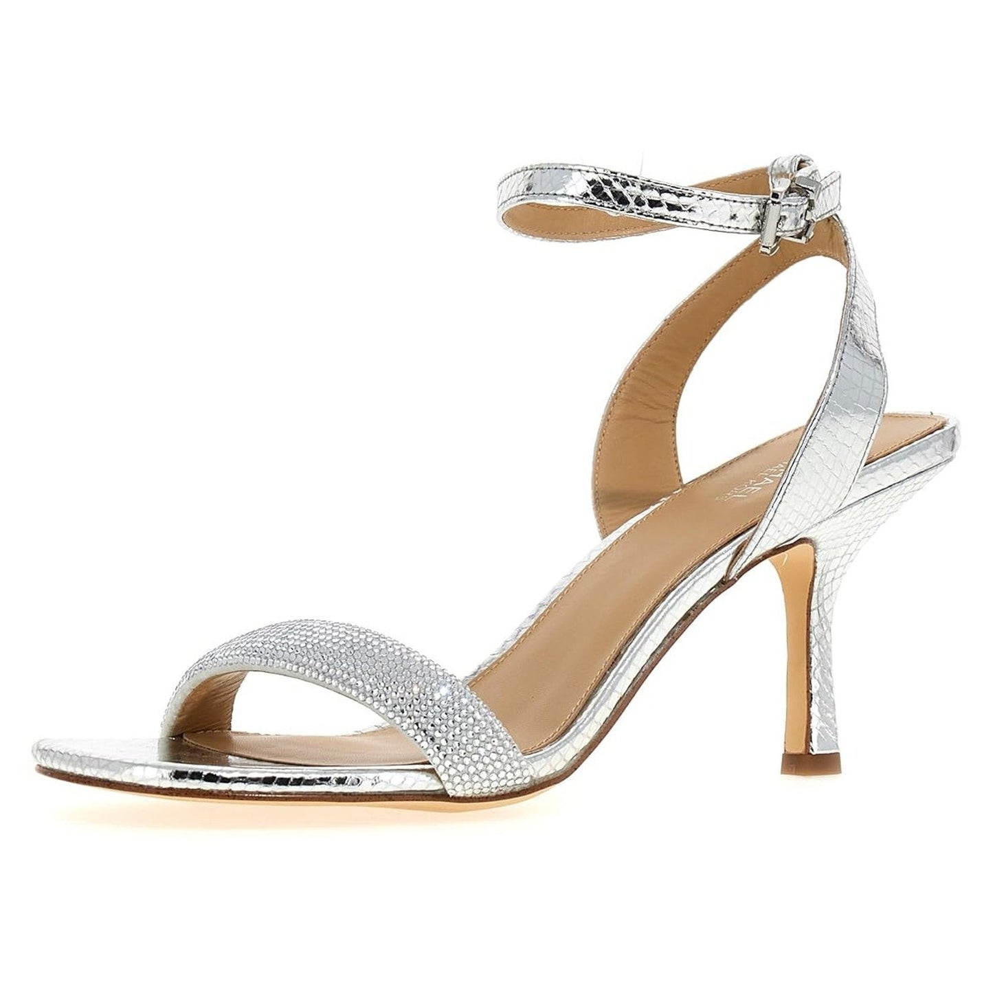 Michael Kors Carrie 75mm Rhinestone-Embellished Women's Leather Sandals Size 8.5 Michael Kors