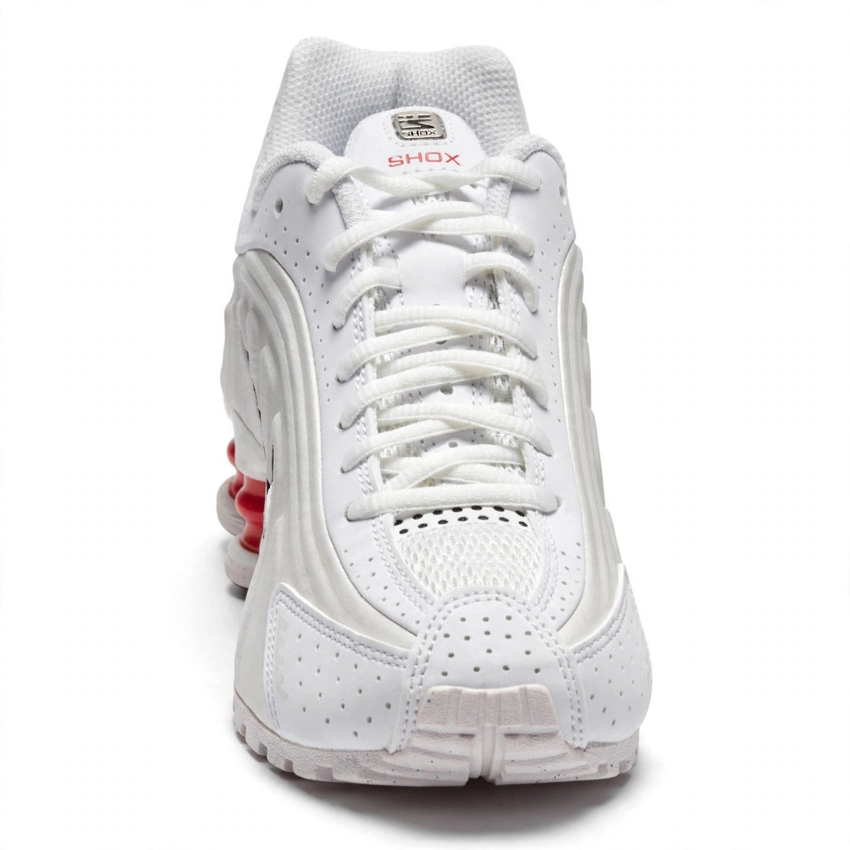 Nike Shox R4 Big Kids White Red Shox Columns Sneakers 4.5Y
