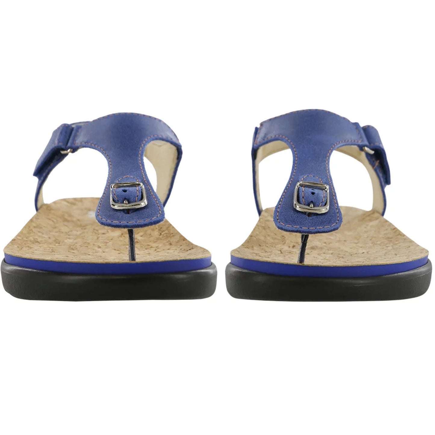 SAS Marina Blue Thong Wedge Women's Sandals Leather Blue Size 10.5 Wide