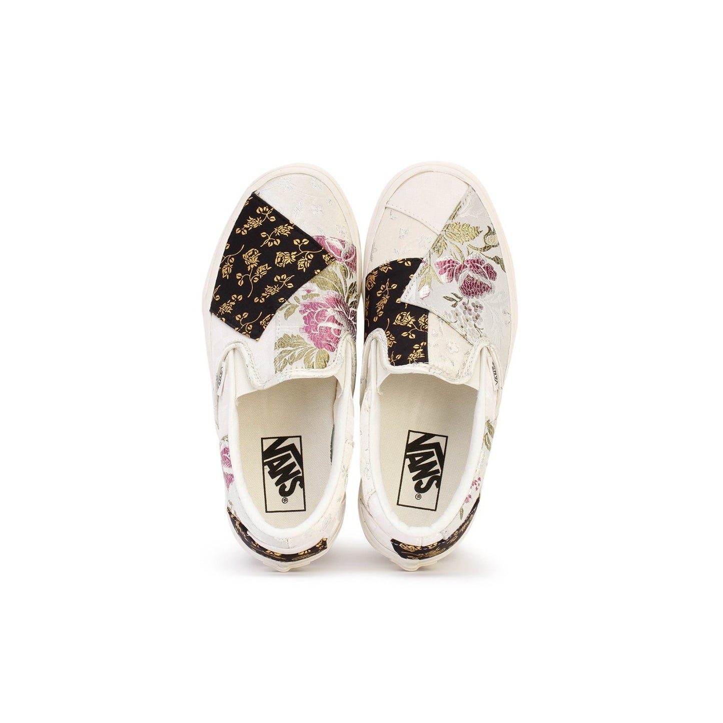 Vans Slip-On Shoes White Floral Patchwork Brocade Skate Textile Women Size 8