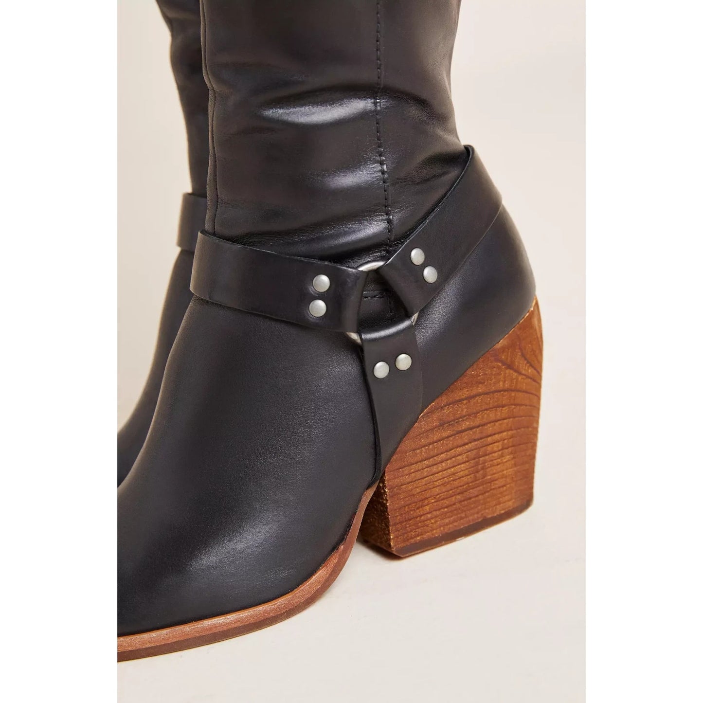 KORK EASE Lett Women's Tall Buckle Boots Black Leather 8.5 M