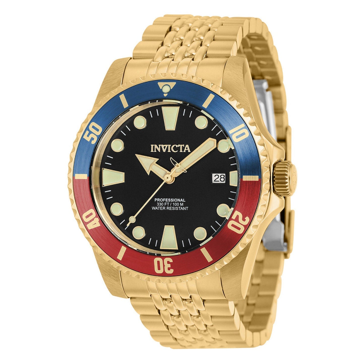 Invicta Prodiver 44mm Black Dial Quartz Automatic Stainless Gold Watch Invicta