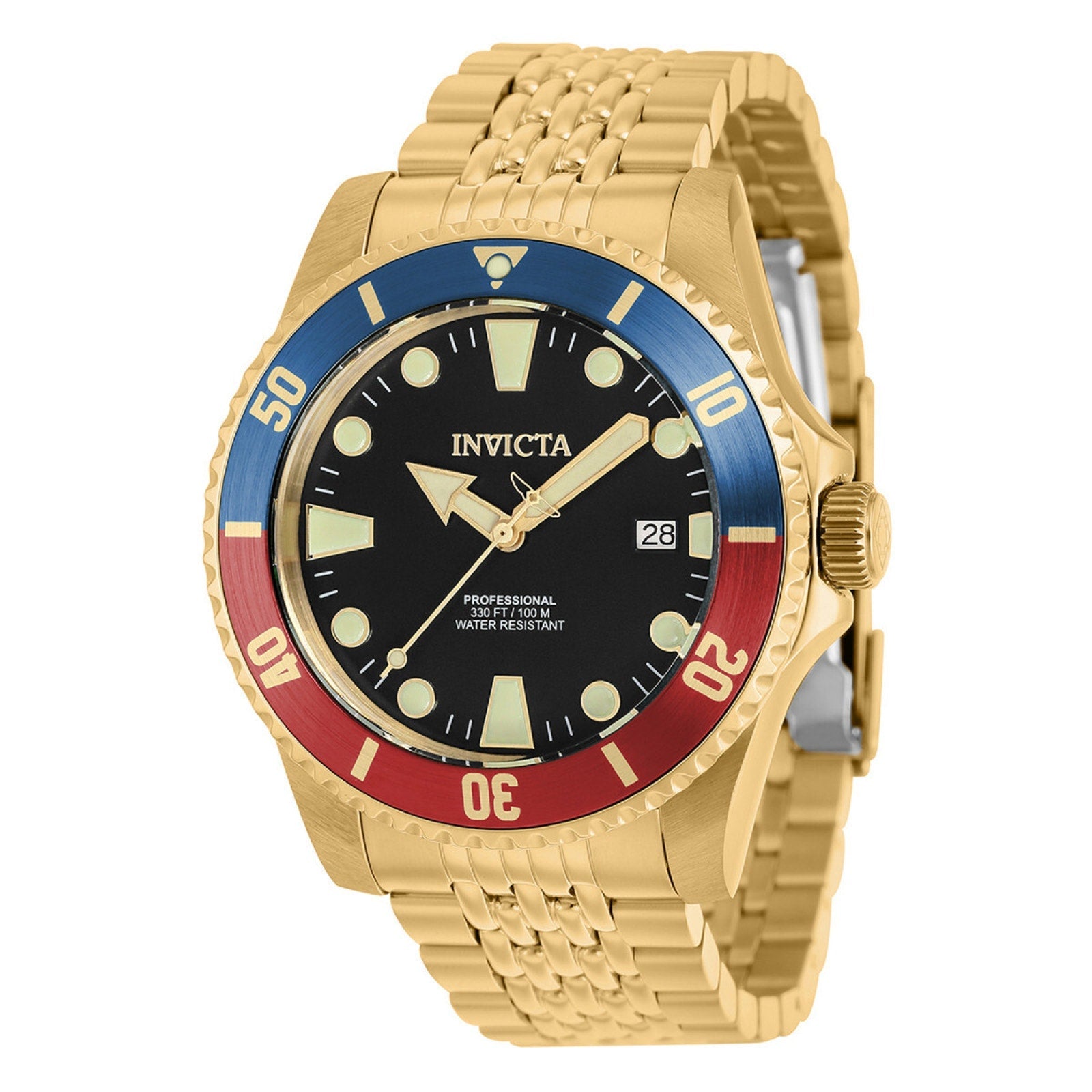 Invicta Prodiver 44mm Black Dial Quartz Automatic Stainless Gold Watch Invicta