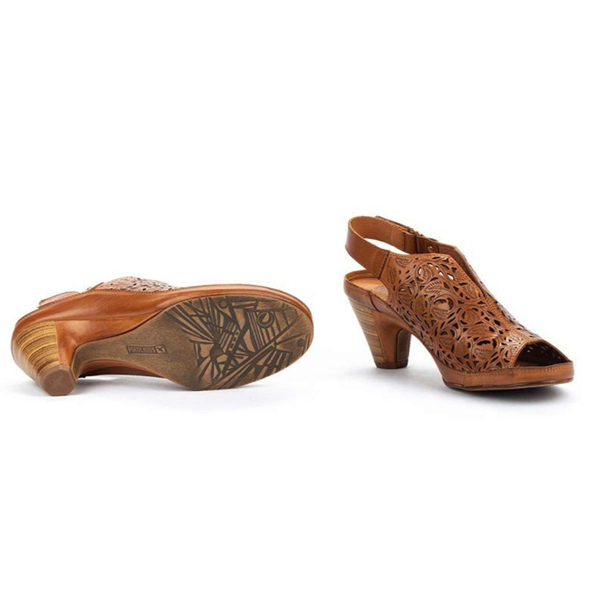 Pikolinos Leather Women's Heeled Sandals Java W5A, Brandy, 9-9.5 US