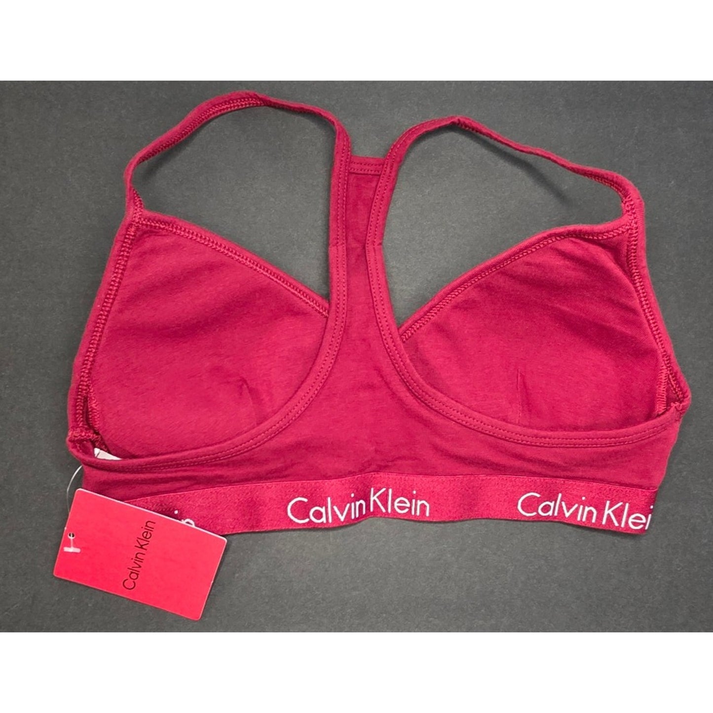 Calvin Klein Women Motive Triangle Padded Racerback Bralette Red Medium QP16680