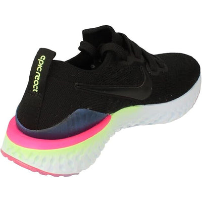 Nike Womens Epic React Flyknit 2 Black /Black Sapphire Sneakers, Size 5 B