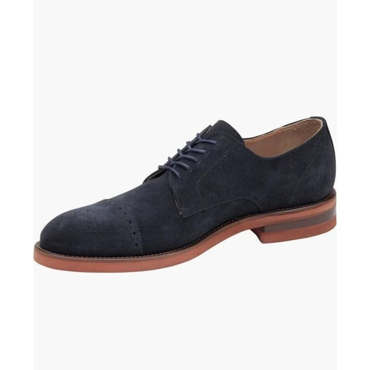 Johnston & Murphy Ashford Cap Toe Oxford Men's Shoes Navy Italian Suede 11.5 M