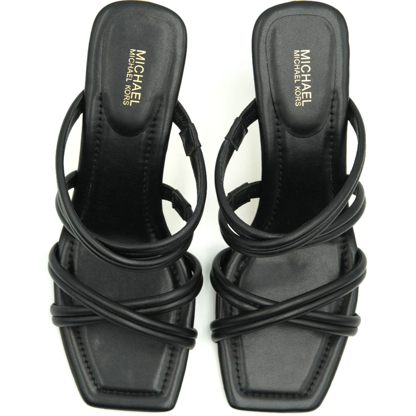 Michael Kors Women's Corrine Slip-On Crisscross Dress Sandals Black Leather 8.5