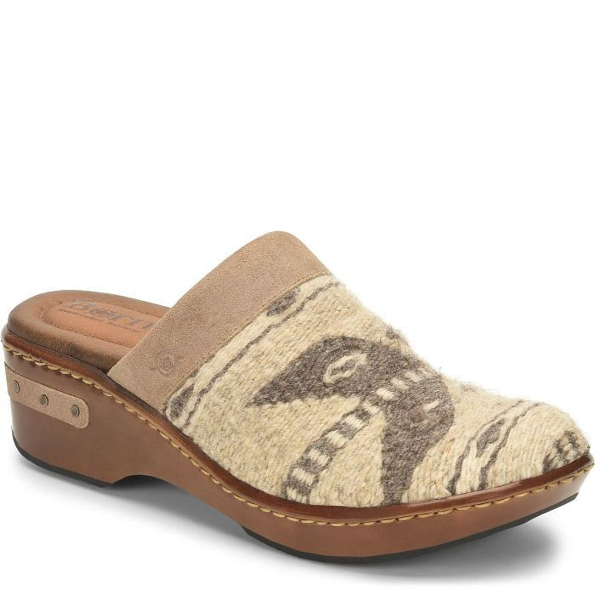 Born Bandy Taupe Birch Blanket Wool Womens Clogs Shoes Mules size 7
