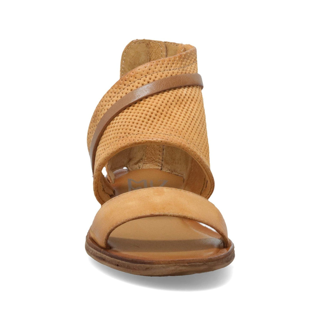 Miz Mooz Leather Flat Back Zip Sandals Franca in Wheat Size 10 Us 41 Uk
