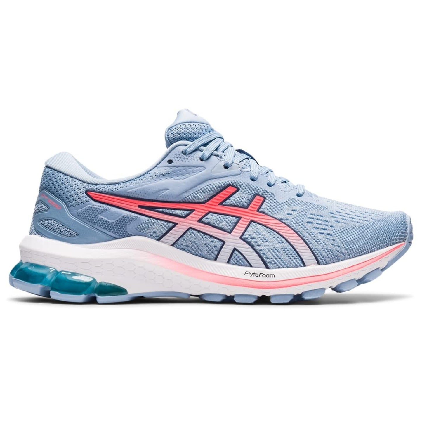 ASICS Women's Gt-1000 10 Running Shoes Soft Sky /Blazing Coral, Size 10