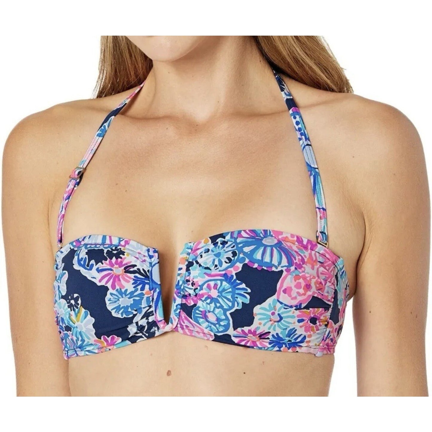 Lilly Pulitzer Niall Bikini Top High Tide Navy In Turtle Amazement Size 2