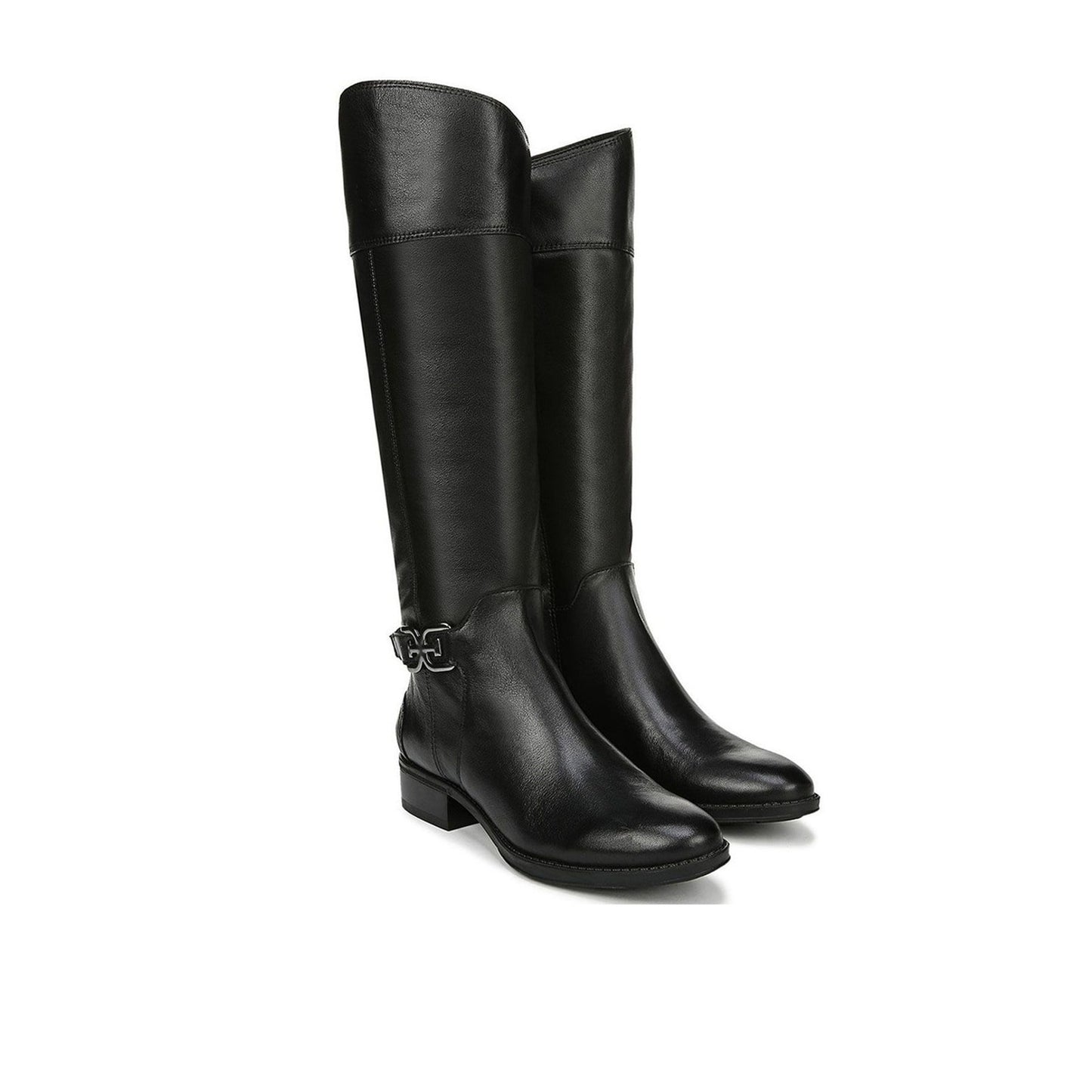 NEW Sam Edelman Prisilla Knee High Black Leather Riding Boot US 9.5 M Side Zip