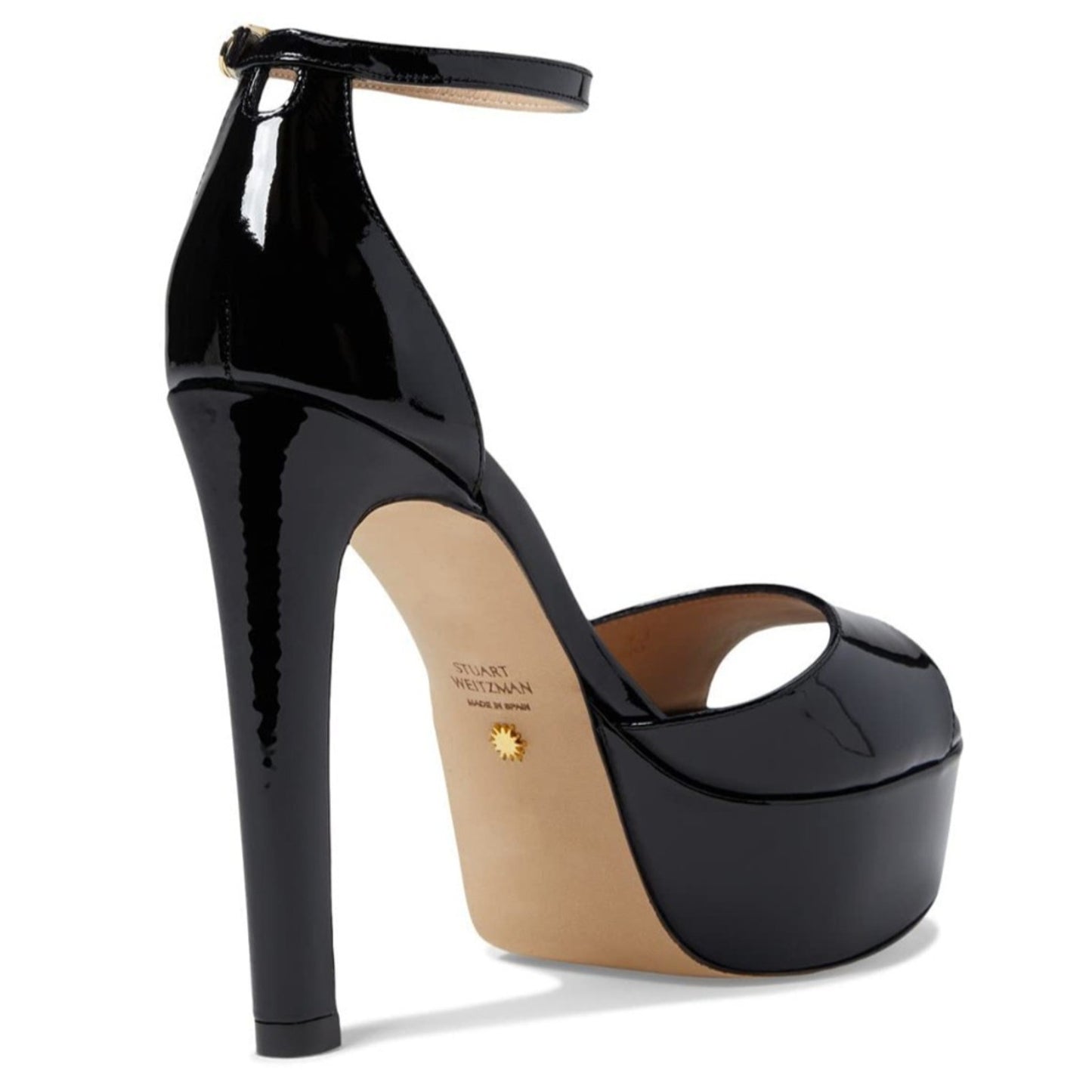 Stuart Weitzman Discoplatform Sandals Black Leather Women's Size 9.5 B