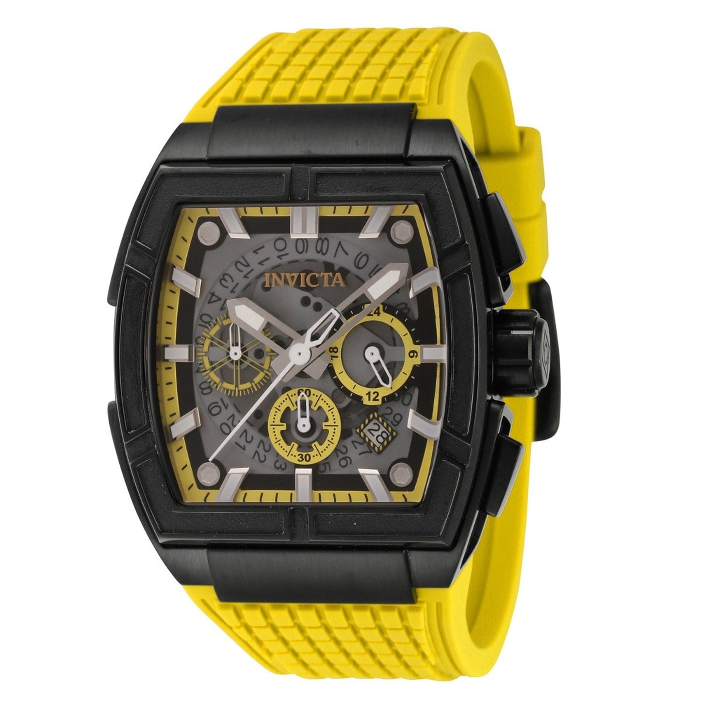 Invicta Men's Watch S1 Rally Quartz Chronograph Yellow Silicone Strap 43.5mm Invicta