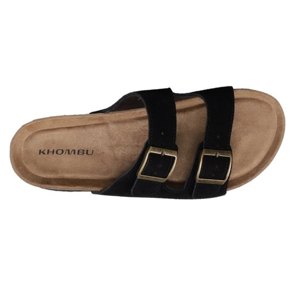Khombu Ashville Womens Black Suede Buckle Slide Sandals Size 7 M