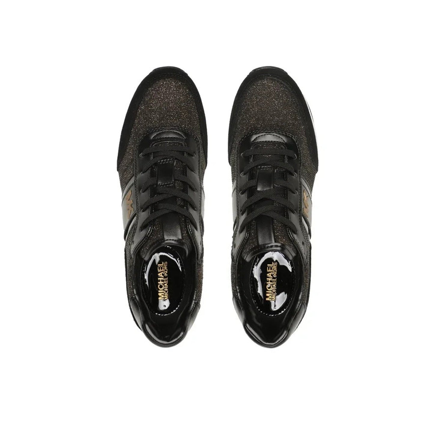 Michael Kors Women's Mabel Trainer Black Bronze Signature Glitter Lace-Up 10 M Michael Kors