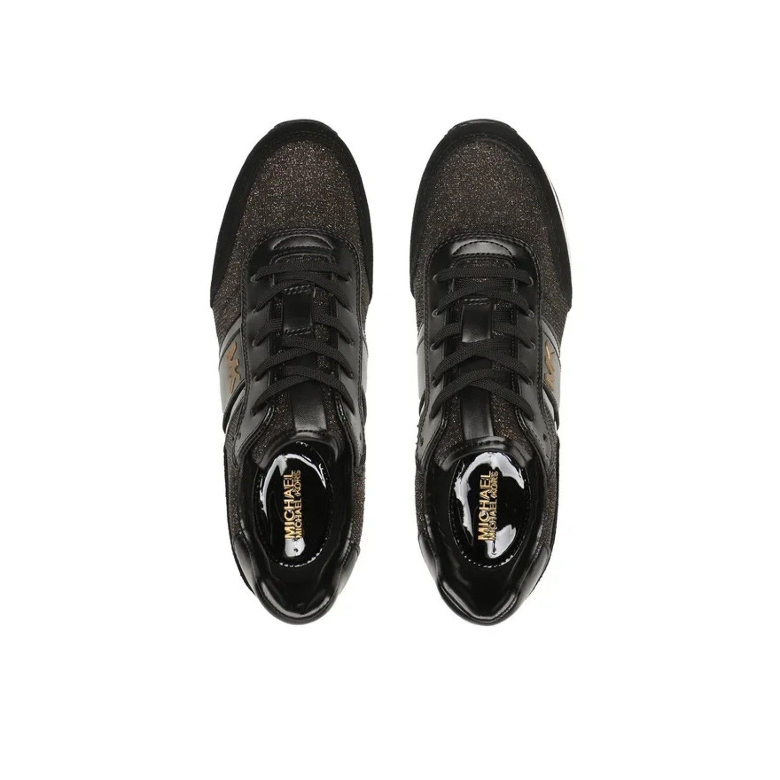 Michael Kors Women's Mabel Trainer Black Bronze Signature Glitter Lace-Up 10 M Michael Kors